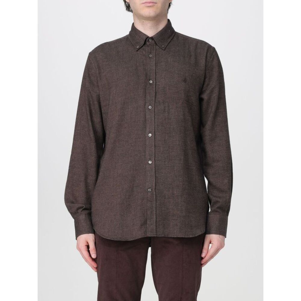 Brooksfield Men Brooksfield Long-Sleeved Jersey Shirt With Button-Down Collar